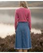 Women’s Denim A Line Midi Skirt, High Waist Blue Jean Skirt
