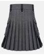 Men’s Black Denim Utility Kilt with Cargo Pocket Studded Front Apron