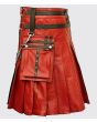 Black And Red Gothic Hybrid Leather Kilt