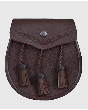 Brown Three Tassel Leather Sporran With Free Chain Belt
