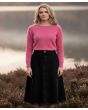 Women’s Denim A Line Midi Skirt, High Waist Black Jean Skirt