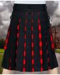 Hybrid Black Cotton & Rob Roy Tartan Utility Kilt For Men With Leather Strap