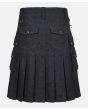 Scottish Modern Black Denim Utility Kilt For Men’s