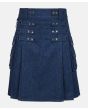 Scottish Modern Blue Denim Utility Kilt For Men’s