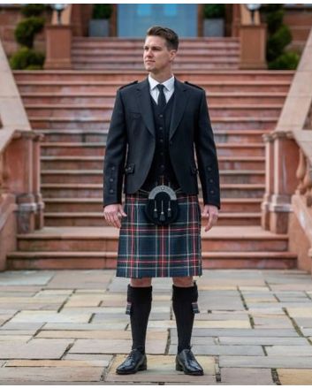 Black Tweed Jacket Kilt Outfit