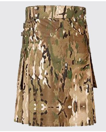 Khaki Camo Utility Kilt For Men