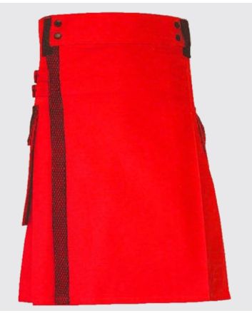 New Style Red Cotton Utility Kilt