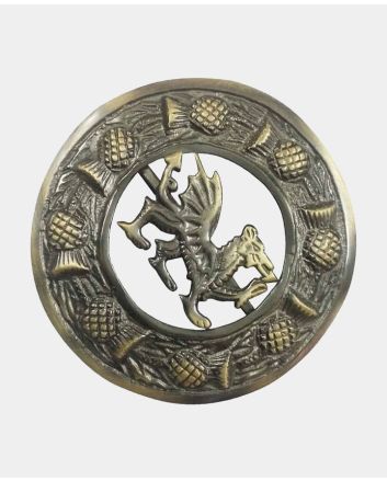 Scottish Kilt Plaid  Antique Dragon  Brooch