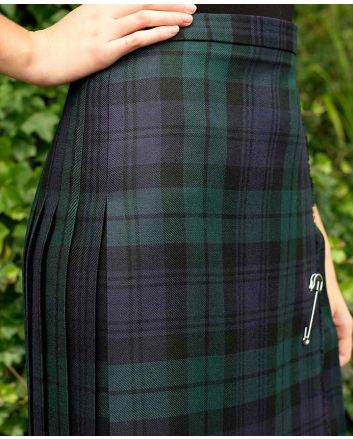 Women's Knee Length Kilt in Black Watch Tartan Kilt