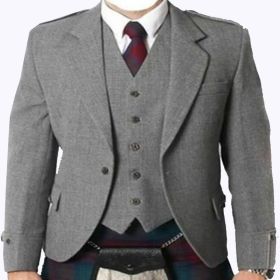  Light Grey Tweed Man Traditional  Argyle Jacket& Vest 