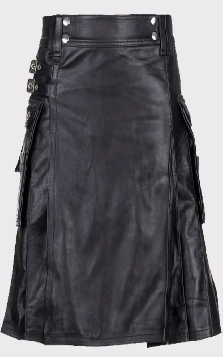 Black Elegant Leather Kilt 