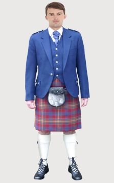  Blue Argyle Jacket Kilt Outfit Package Deluxe