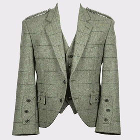 Crail Pale Green Wool Tweed Jacket & Waistcoat Set