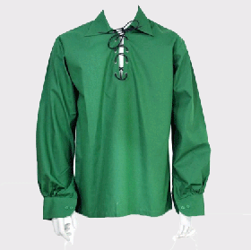 Man Scottish Green Ghillit Kilt Shirt