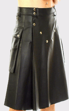 Man Black Pride Leather Kilt front