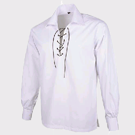 Man Scottish Traditional White Jacobite Ghillie Shirt 