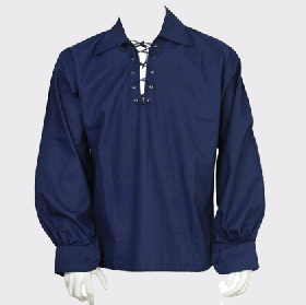  Man Scottish Traditional Navy Blue Ghillie Kilt Shirt