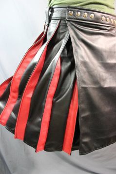 Black and Red  Leather Kilt
