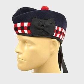  Red And White Scottish Glengarry Diced Band Hat