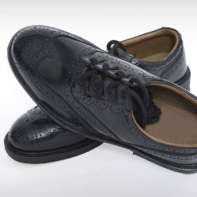 Scottish Ghillie Brogue Formal Black Leather Kilt Shoes