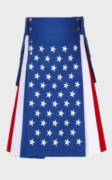 USA Flag Patriotic Man Hybrid Utility Kilt front