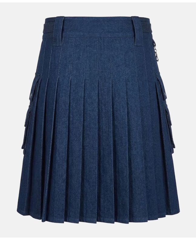 Scottish Modern Blue Denim Utility Kilt For Men’s
