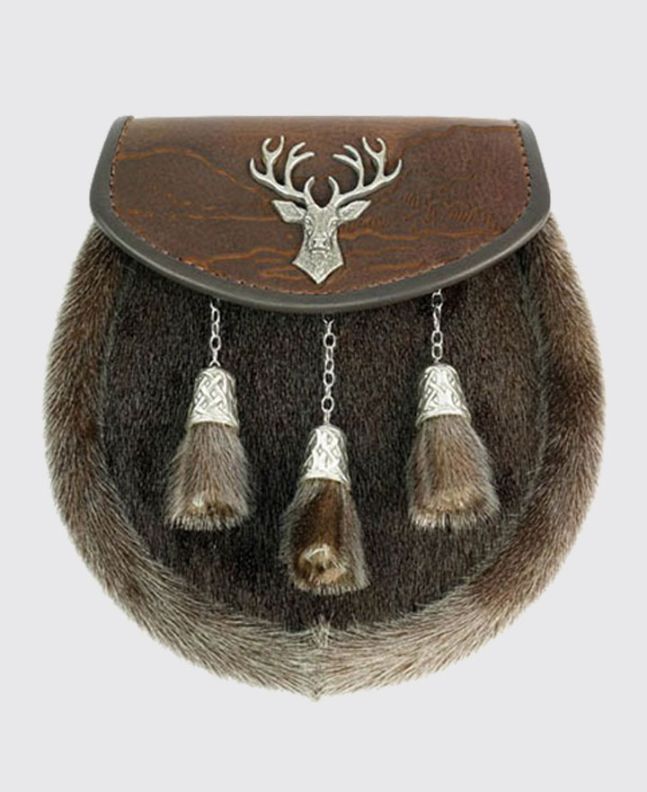 Seal Skin Sporran with Stag Badge