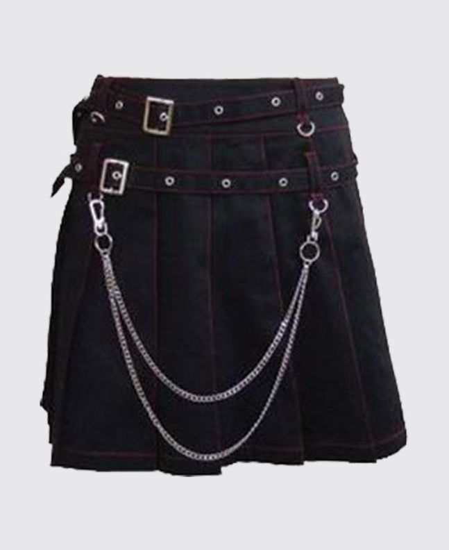 Women's Black Pleated Modern Skirt